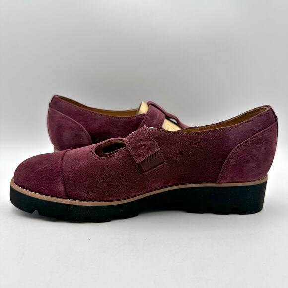 Vionic Womens Carmen Mary Jane Shoes US 6 Wide EU 36 Red Wine Suede NWOB - Picture 5 of 12